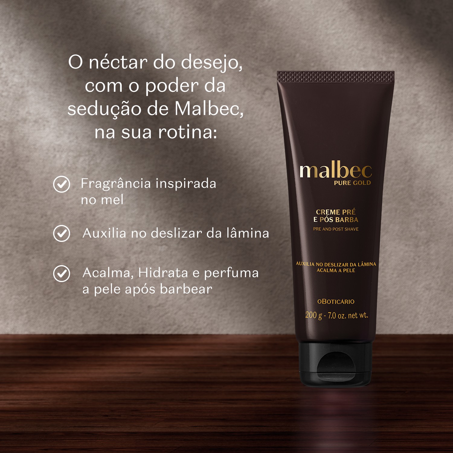 Creme Pré e Pós-Barba Malbec Pure Gold 200g