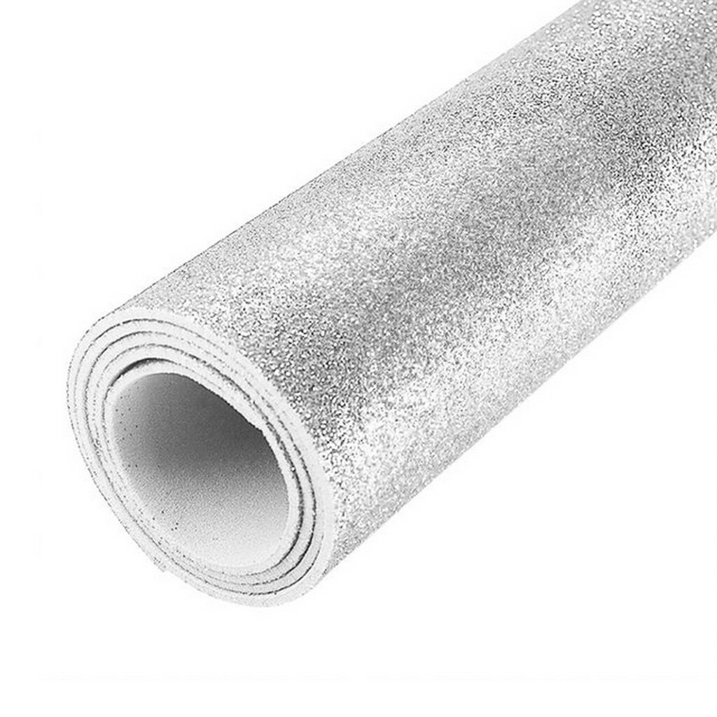Eva com Glitter 40x48 Centímetros 2mm BRW Pacote com 05 Unidades Branco - PE3502