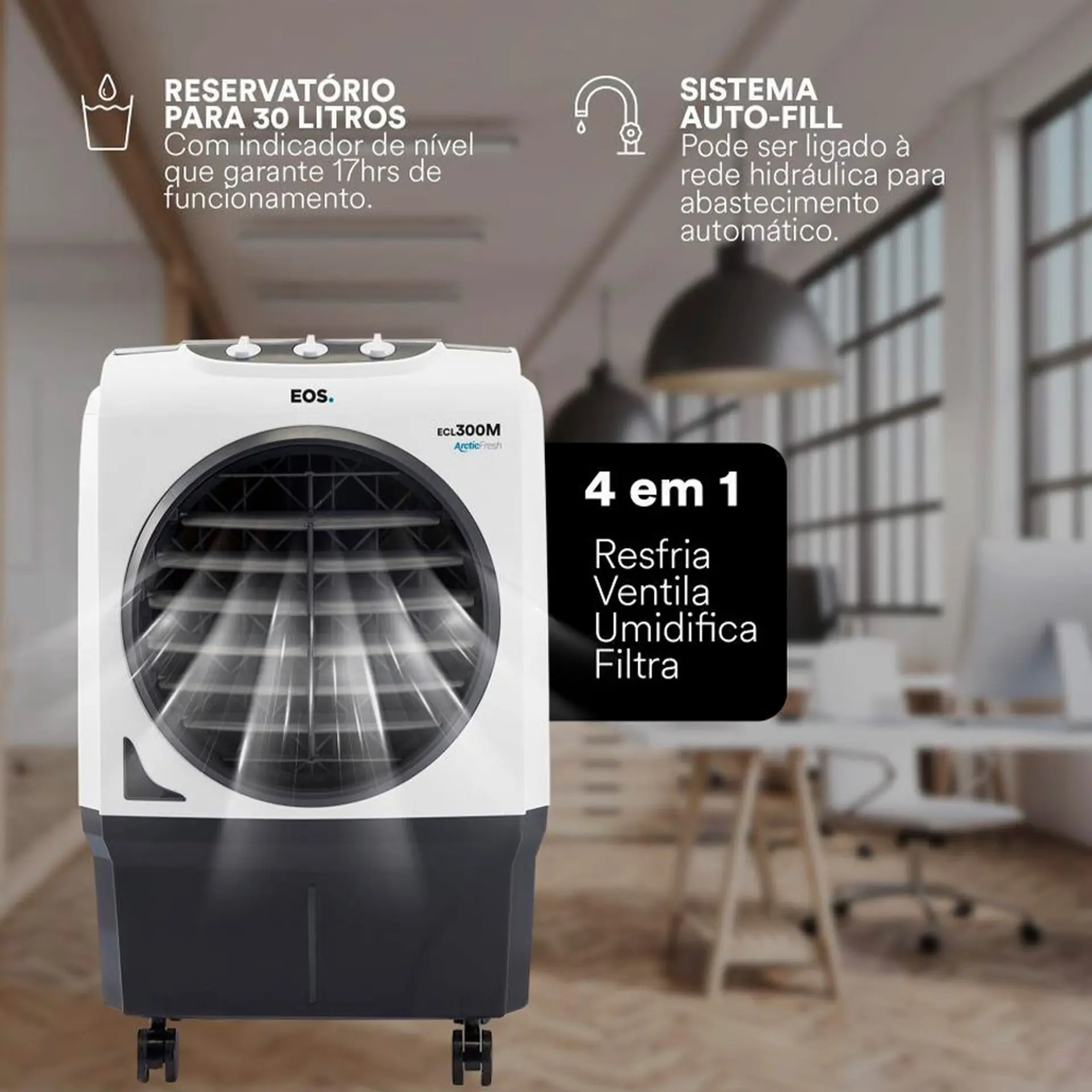 Climatizador de Ar EOS ECL300M 30L 3 Velocidades - 110 Volts