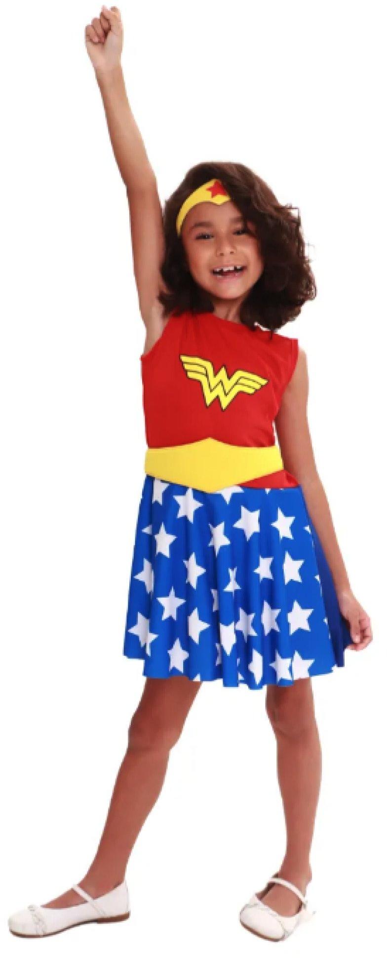 Fantasia Infantil Mulher Maravilha Tam G Clássica Super Magia