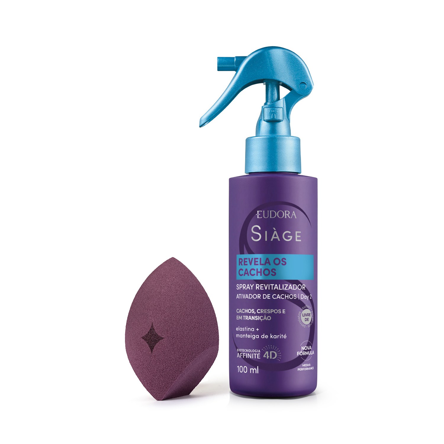Combo Siàge & Eudora Make: Spray Revela Cachos 100ml + Esponja de Maquiagem