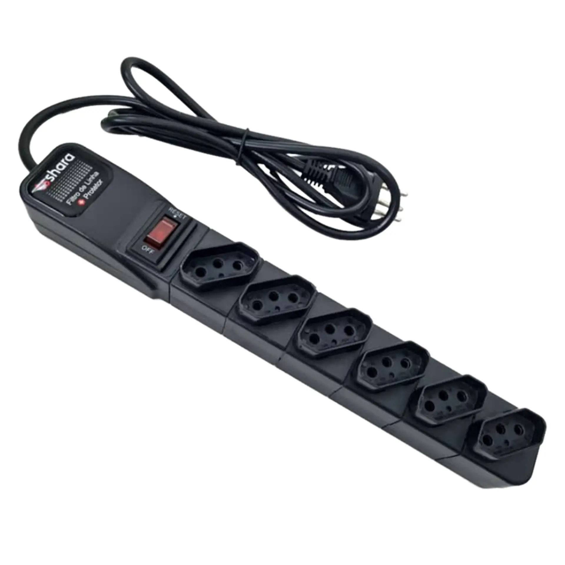 Filtro de Linha 6 Tomadas 1,5m TS Shara 554 - Preto - Bivolt