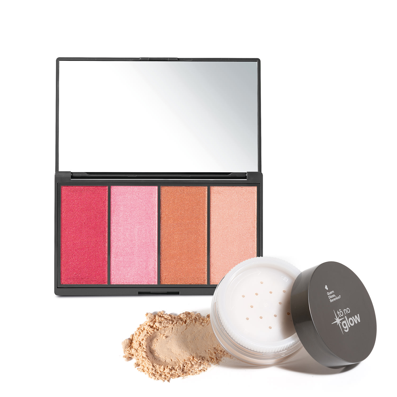 Combo Make no Glow Quem Disse, Berenice?: Paleta de Maquiagem Multifuncional 14,2g + Pó Solto Translúcido Cor 1 9g