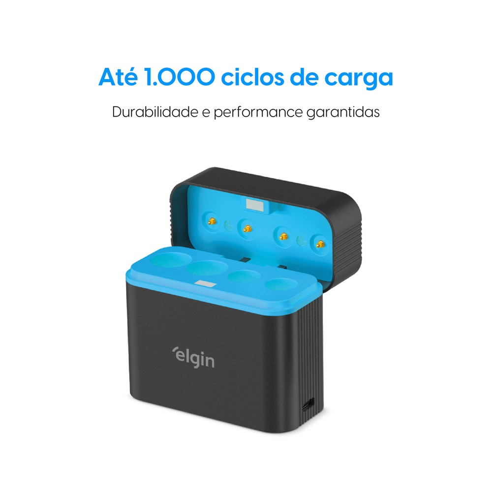 Carregador Pilhas 2 ou 4 Pilhas AA/AAA Bivolt Elgin 46RSCUSBCX04 Incluso 4 Pilhas