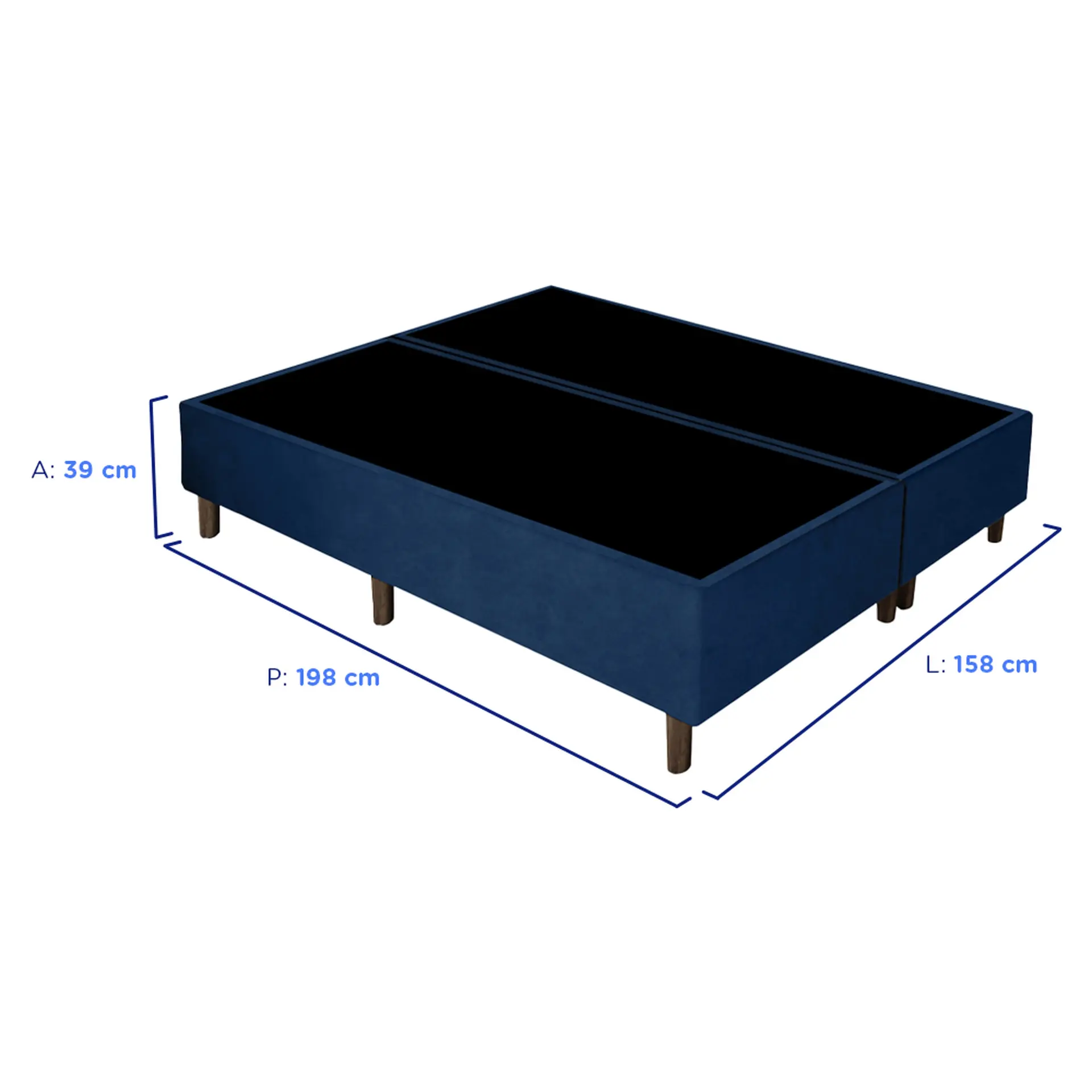 Base Cama Box Gazin Queen Suede Liso 158x198 6000007 - Azul Marinho