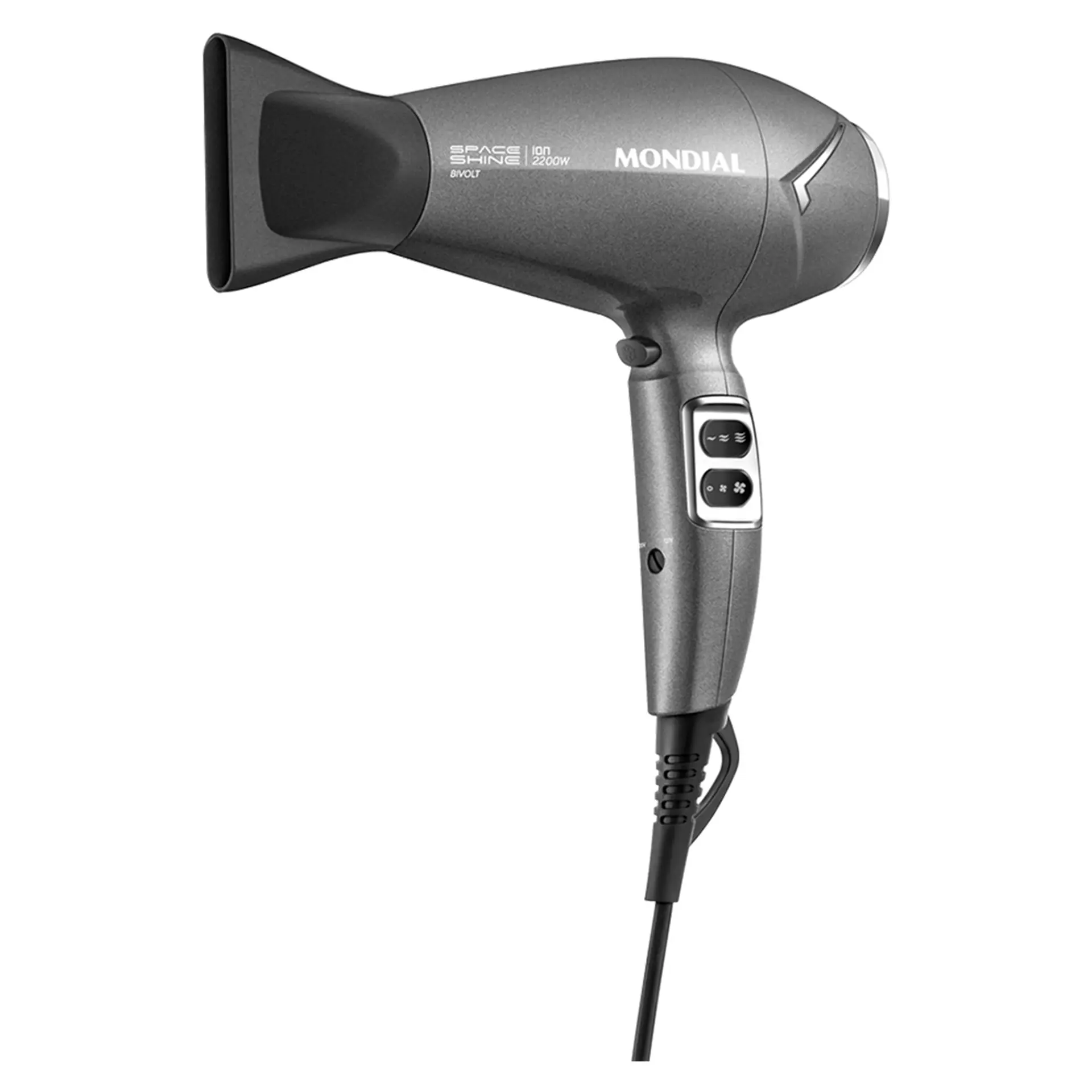 Secador de Cabelo Mondial Space Shine Tourmaline 2100W - Grafite - Bivolt