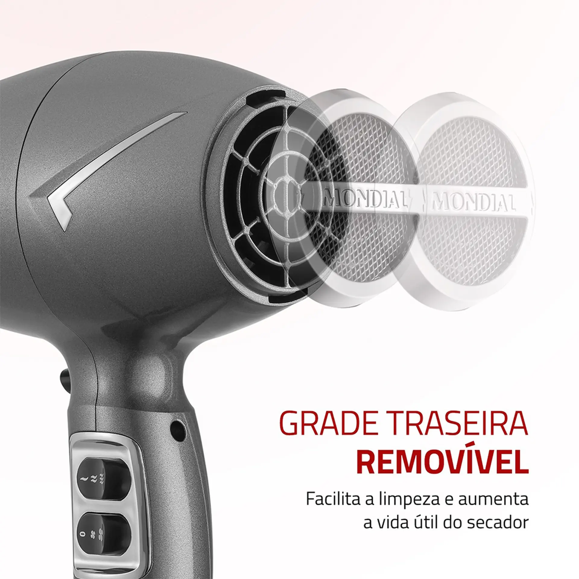 Secador de Cabelo Mondial Space Shine Tourmaline 2100W - Grafite - Bivolt