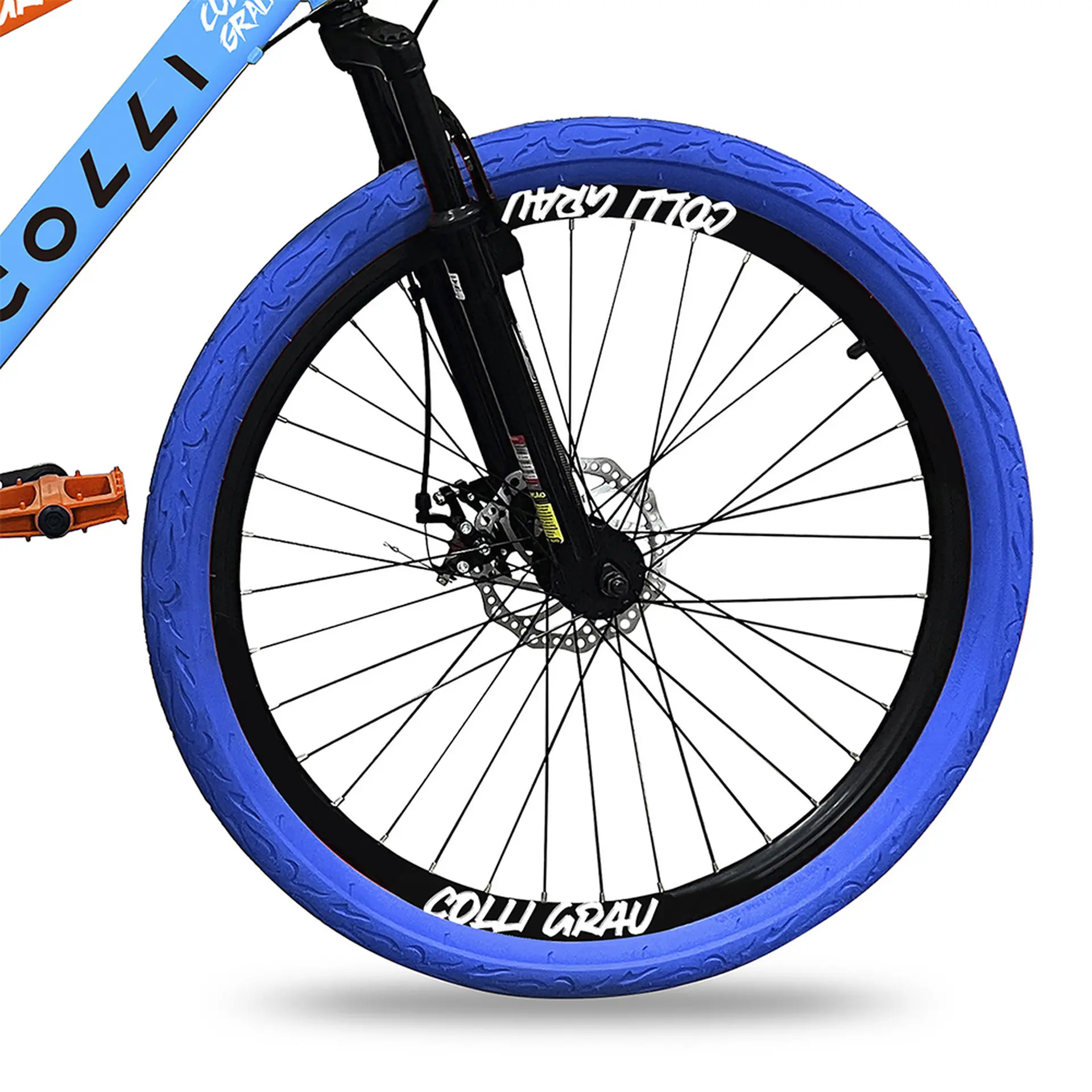Bicicleta Aro 26 Colli Grau 21 Marchas Freio a Disco - Azul/Laranja