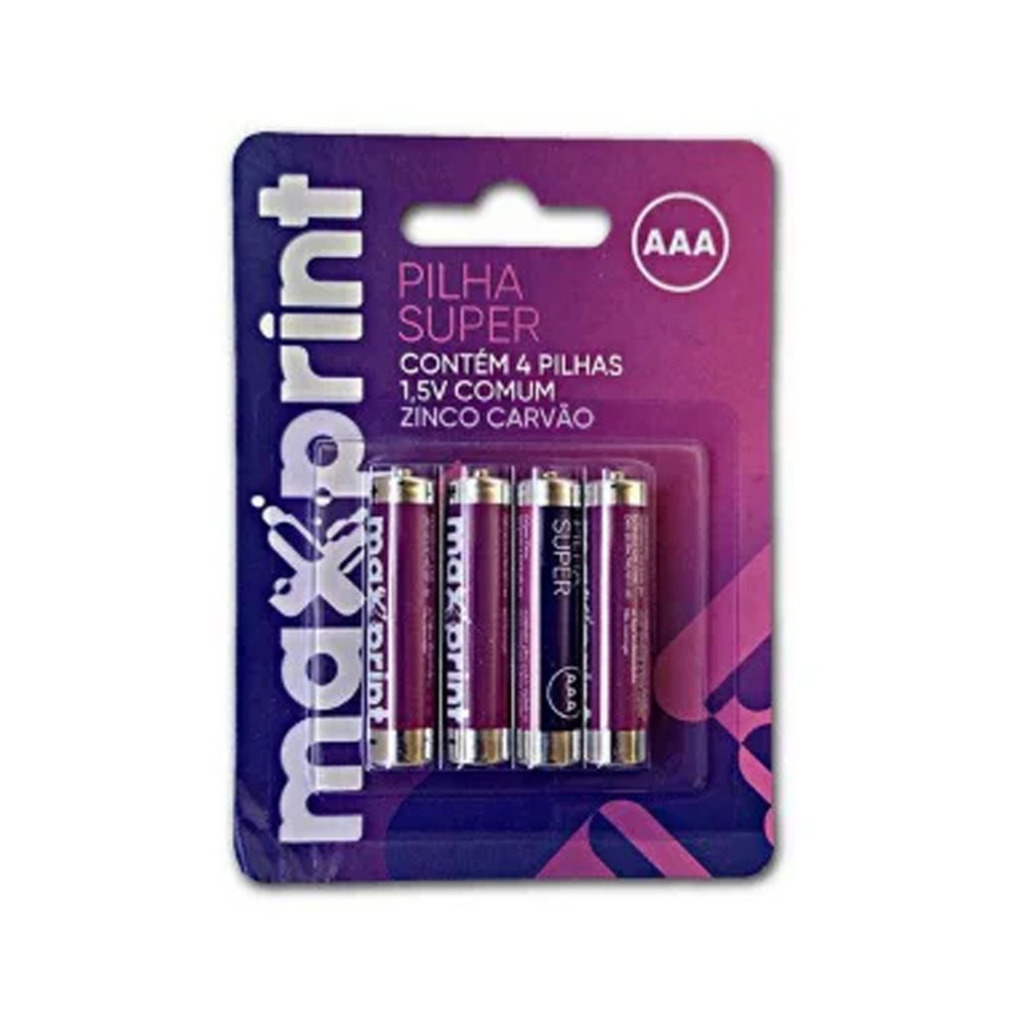 Pilha Comum AAA Maxprint - 756468 - Blister com 4 Unidades