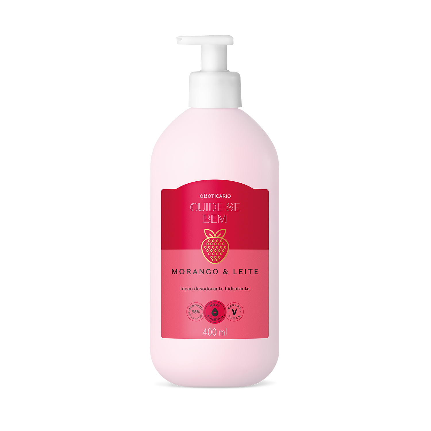 Combo Cuide-se Bem Morango e Leite: Loção Corporal 400ml + Body Splash 200ml