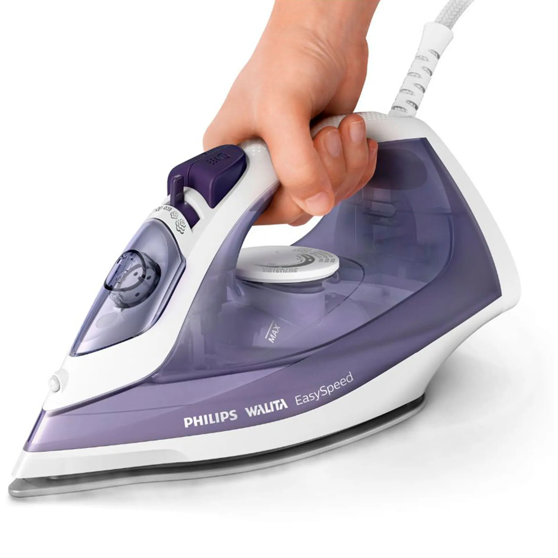 Ferro de Passar a Vapor Philips Walita EasySpeed GC1752 1400W com Modo Eco - Branco/Roxo - 220 Volts