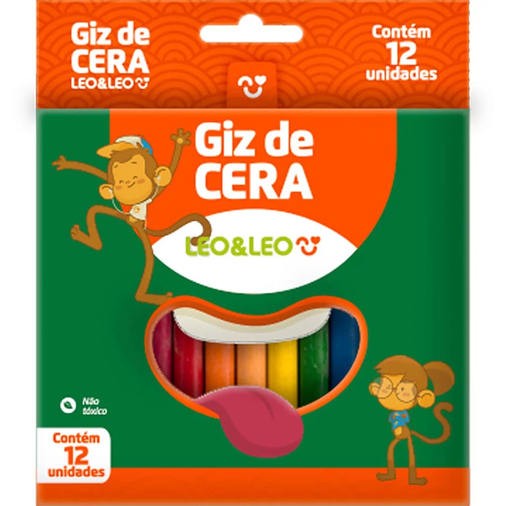 Giz de Cera Leo e Leo 12 Cores Pequeno