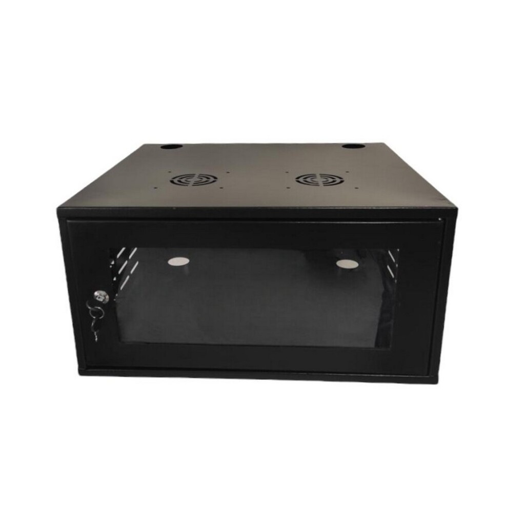 Mini-Rack Parede 5U x 570mm 19POL Preto Fibra Metal - MR05570S