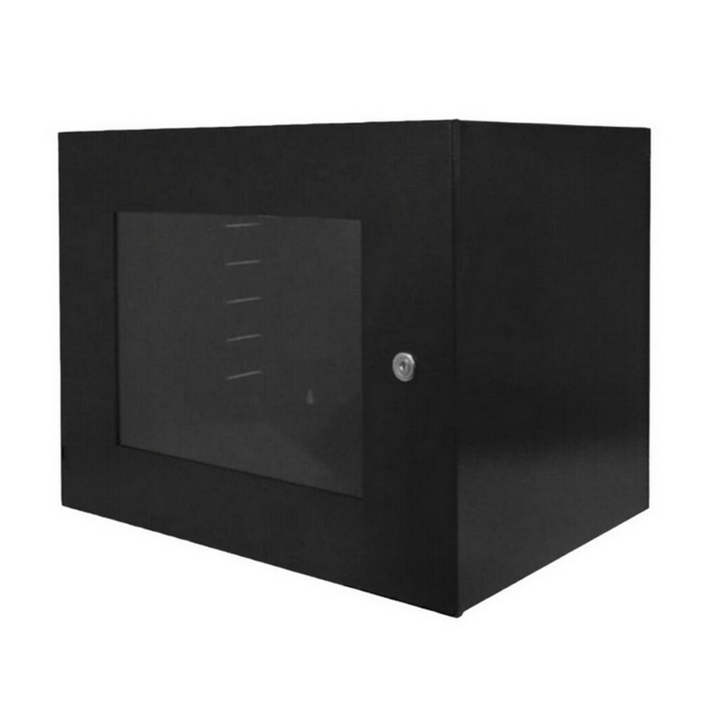 Mini-Rack Parede 12U x 450mm 19POL Preto  Fibra Metal - MR12X450