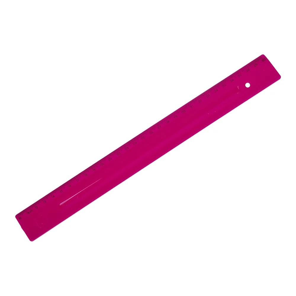 Régua Plástica 30cm Polibras Rosa Neon Unitário 200128