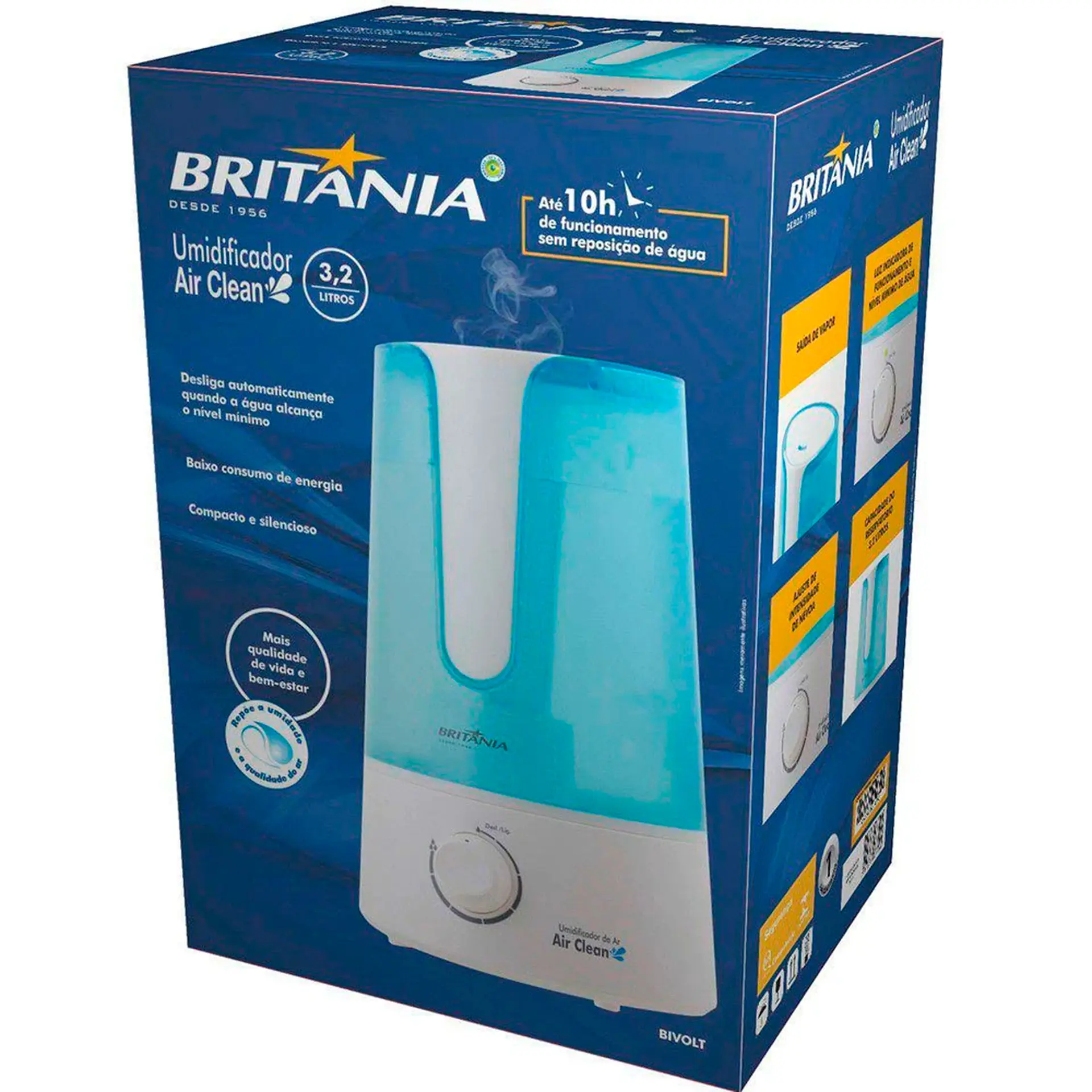 Umidificador de Ar Britânia Air Clean Desligamento Automático 3,2L - Azul/Bco - Bivolt