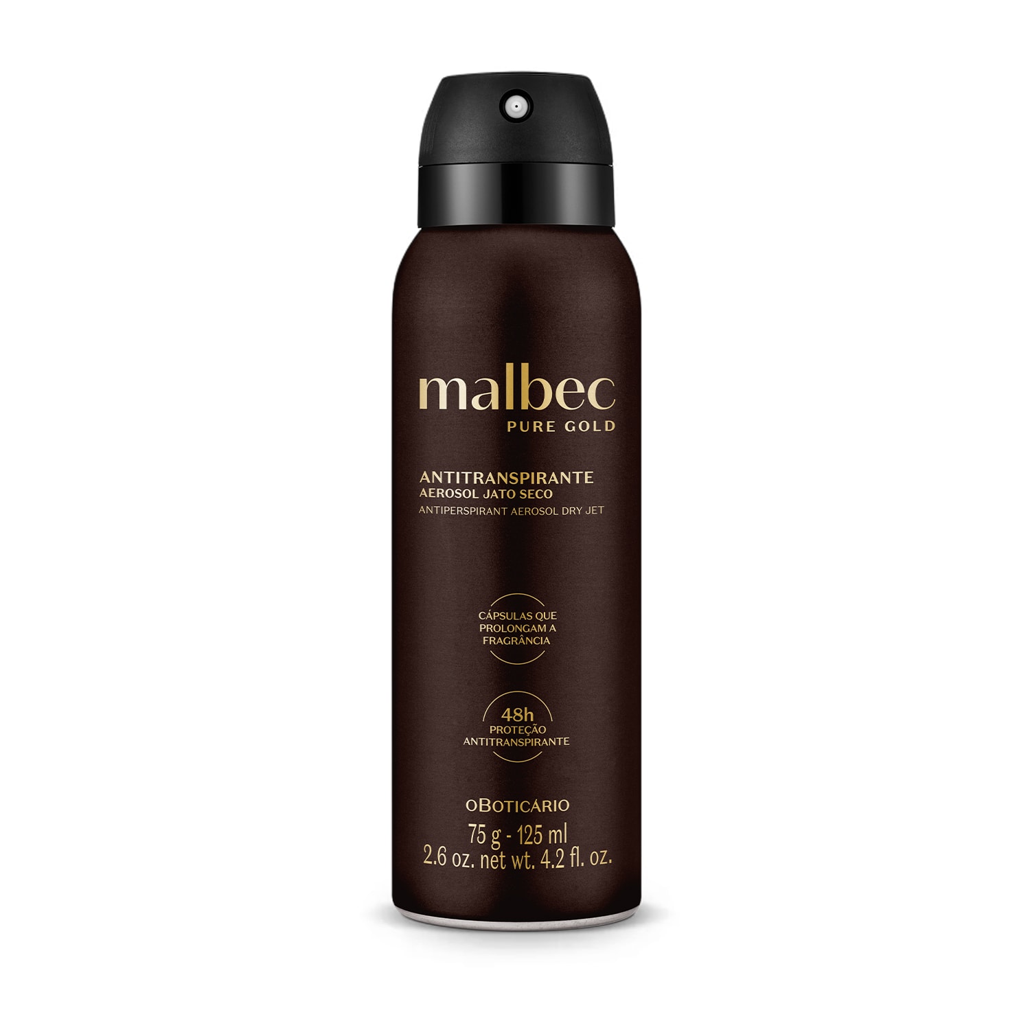 Desodorante Antitranspirante Aerosol Malbec Pure Gold 75g/125ml