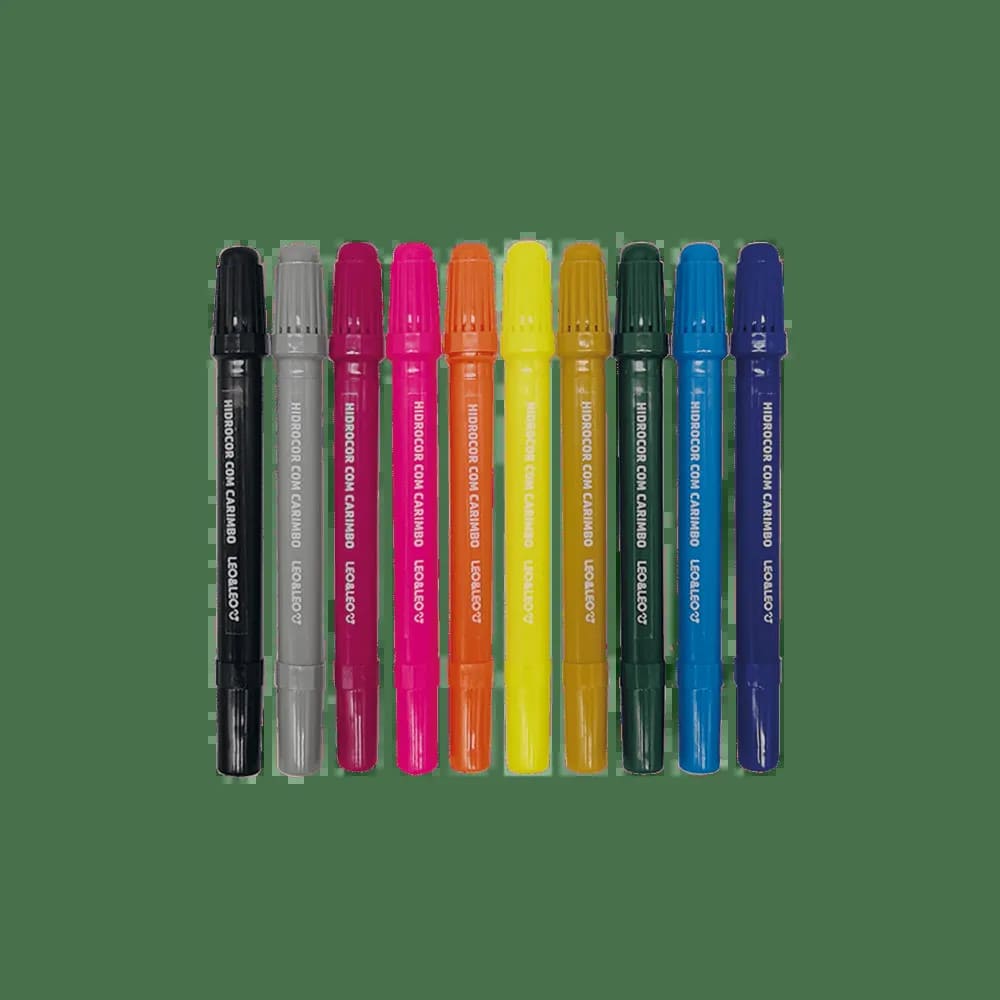 Caneta Hidrocor Leo e Leo 10 Cores com Carimbo