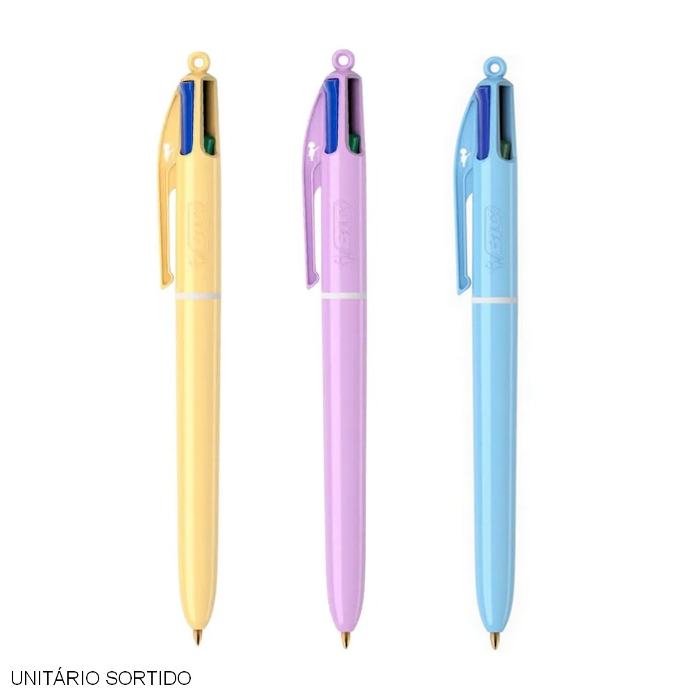 Caneta Esferográfica 1.0mm Média Retrátil Sortido 4 Cores em 1 Pastel Bic Unitário 606308