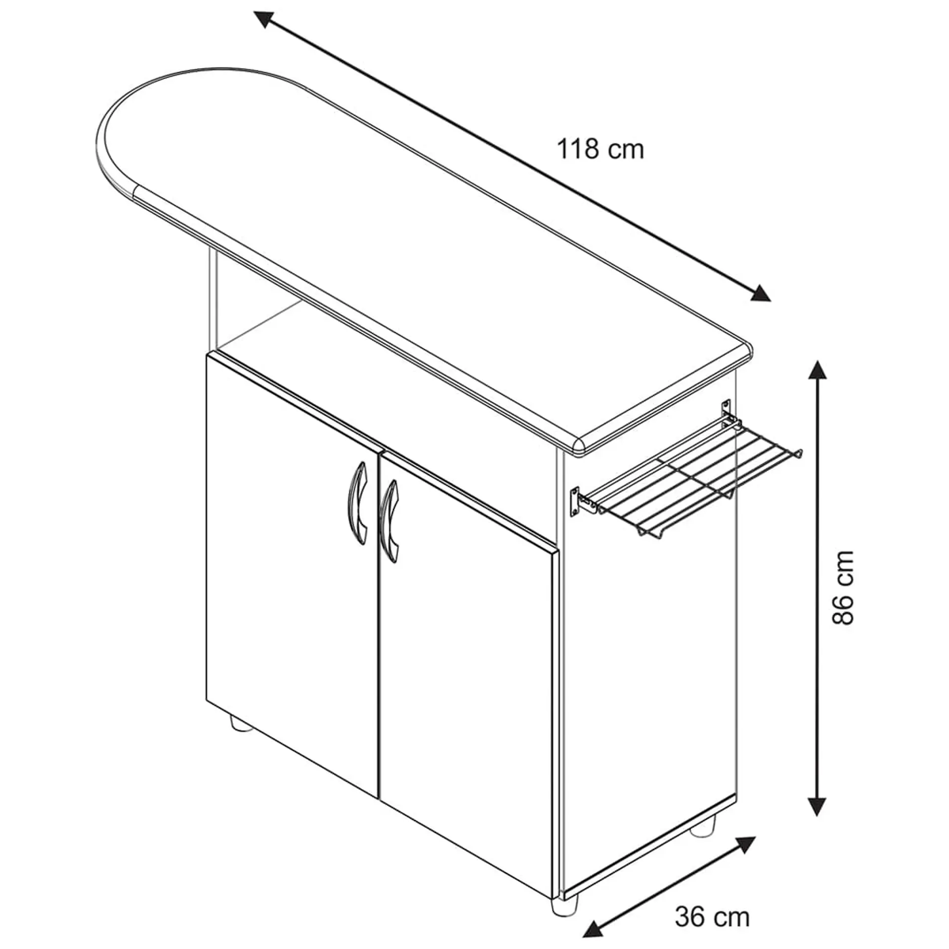 Tábua de Passar Roupa 2 Portas e Nicho Criativa Notável - Branco