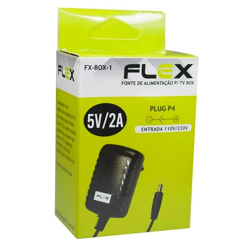 Fonte Chaveada 5V 2A Bivolt Plug 5,5 X 3,0mm Flex - FX-BOX-1