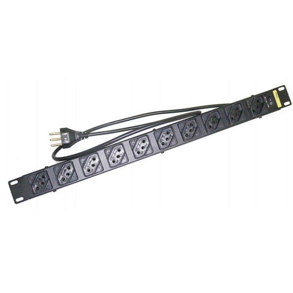 Régua para Rack 19" com 10 Tomadas 10A com Cabo de 1,0 Metro Preto Fasgold - FS-562