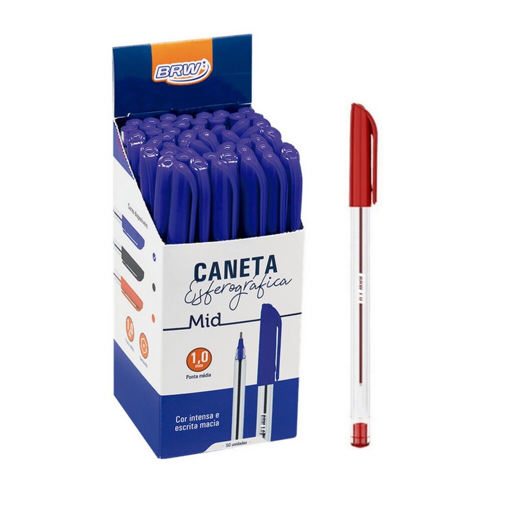 Caneta Esferográfica 1.0mm Cristal Mid Vermelha