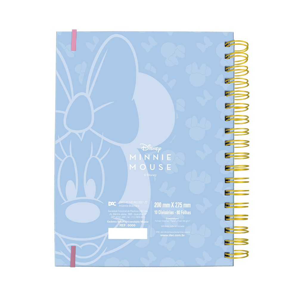 Caderno DAC Smart Universitário Minnie com 80 Folhas e Divisórias Reposicionáveis