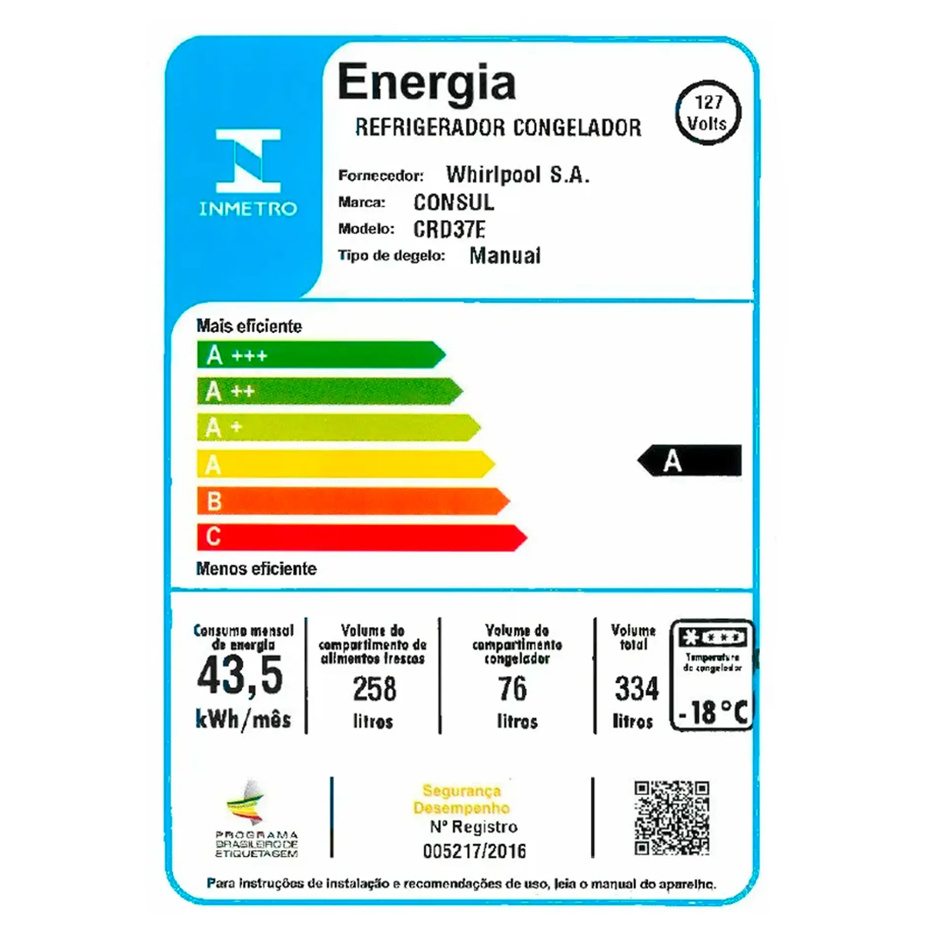 Geladeira Consul 334L Cycle Defrost Duplex CRD37 - Branco - 110 Volts
