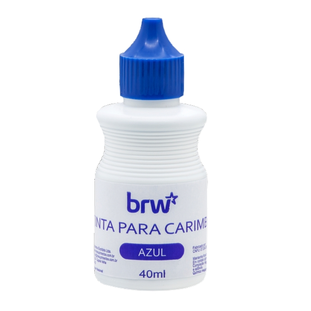 Tinta para Carimbo 40ml Caixa com 3 Unidades Azul - Brw - CB1001