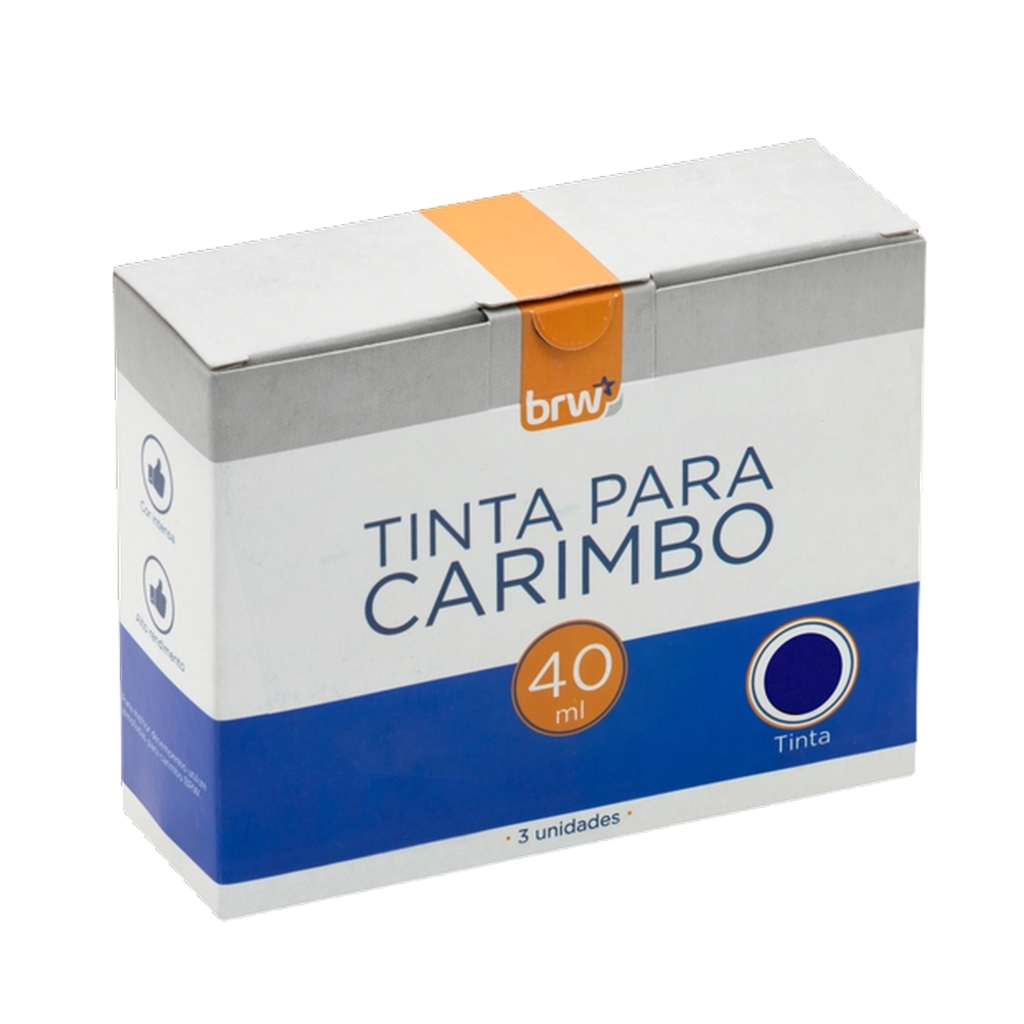 Tinta para Carimbo 40ml Caixa com 3 Unidades Azul - Brw - CB1001