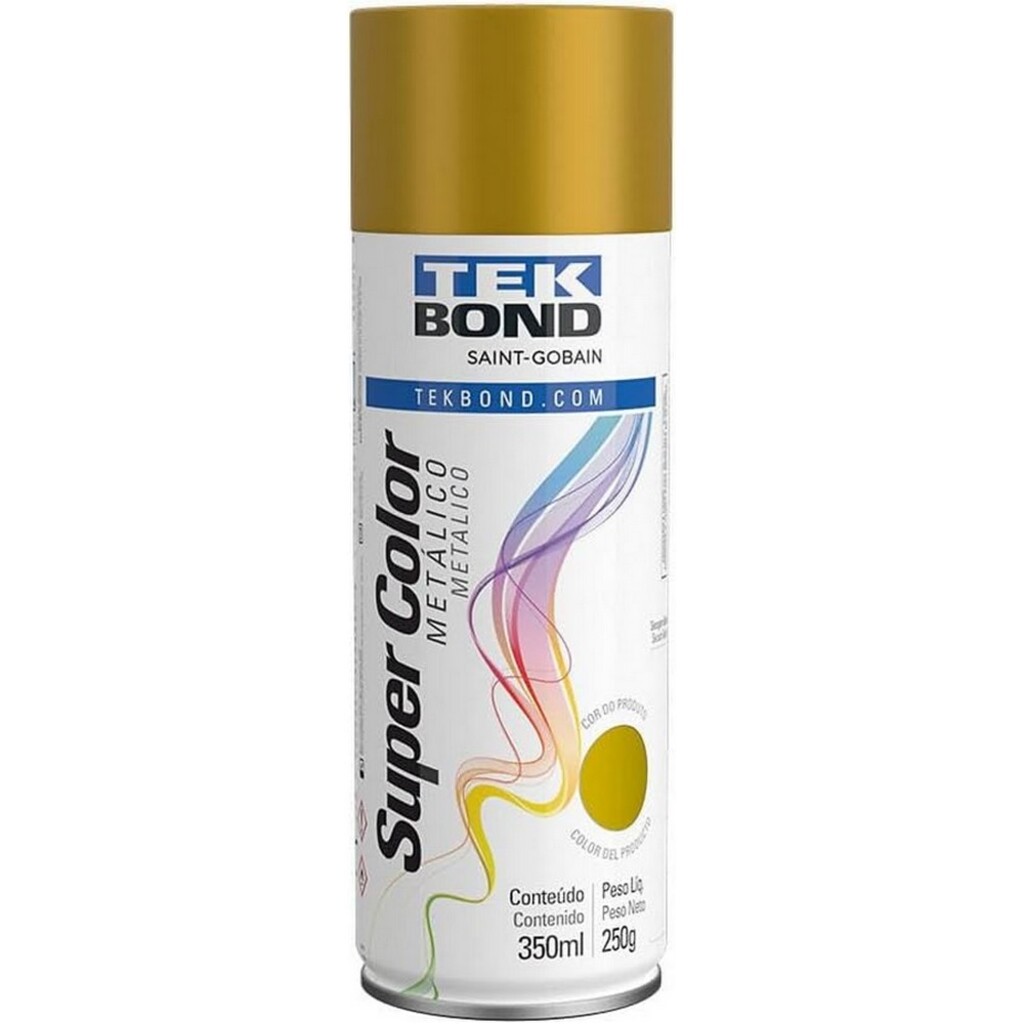 Tinta Spray Super Color Ouro Metálico Uso Geral 350ml/250g - Tekbond - 69957327165