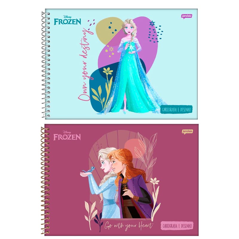Caderno Cartografia jandaia Frozen 80 Folhas Espiral Sortido