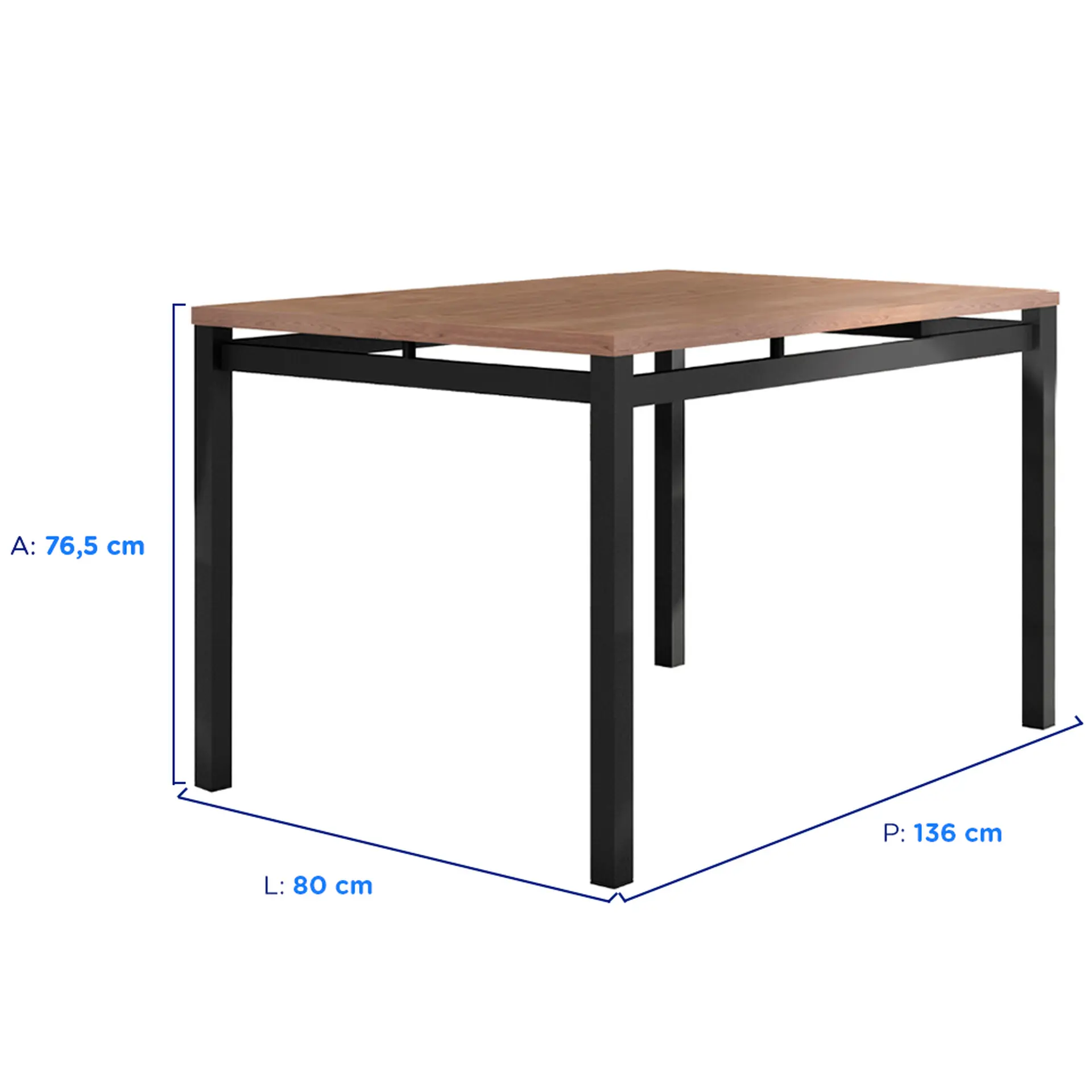 Conjunto de Mesa 4 Cadeiras Tampo MDP BP Valencia Fabone - Preto Fosco