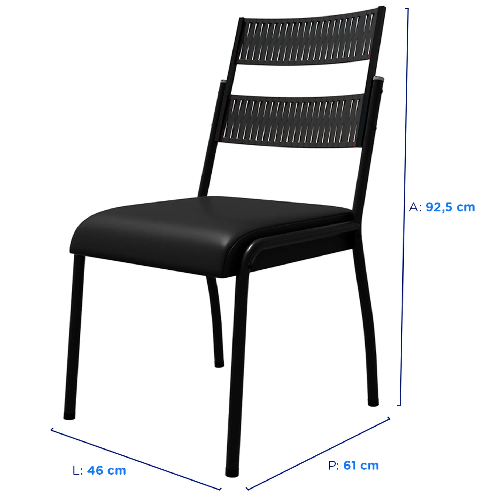 Conjunto de Mesa 4 Cadeiras Tampo MDP BP Valencia Fabone - Preto Fosco