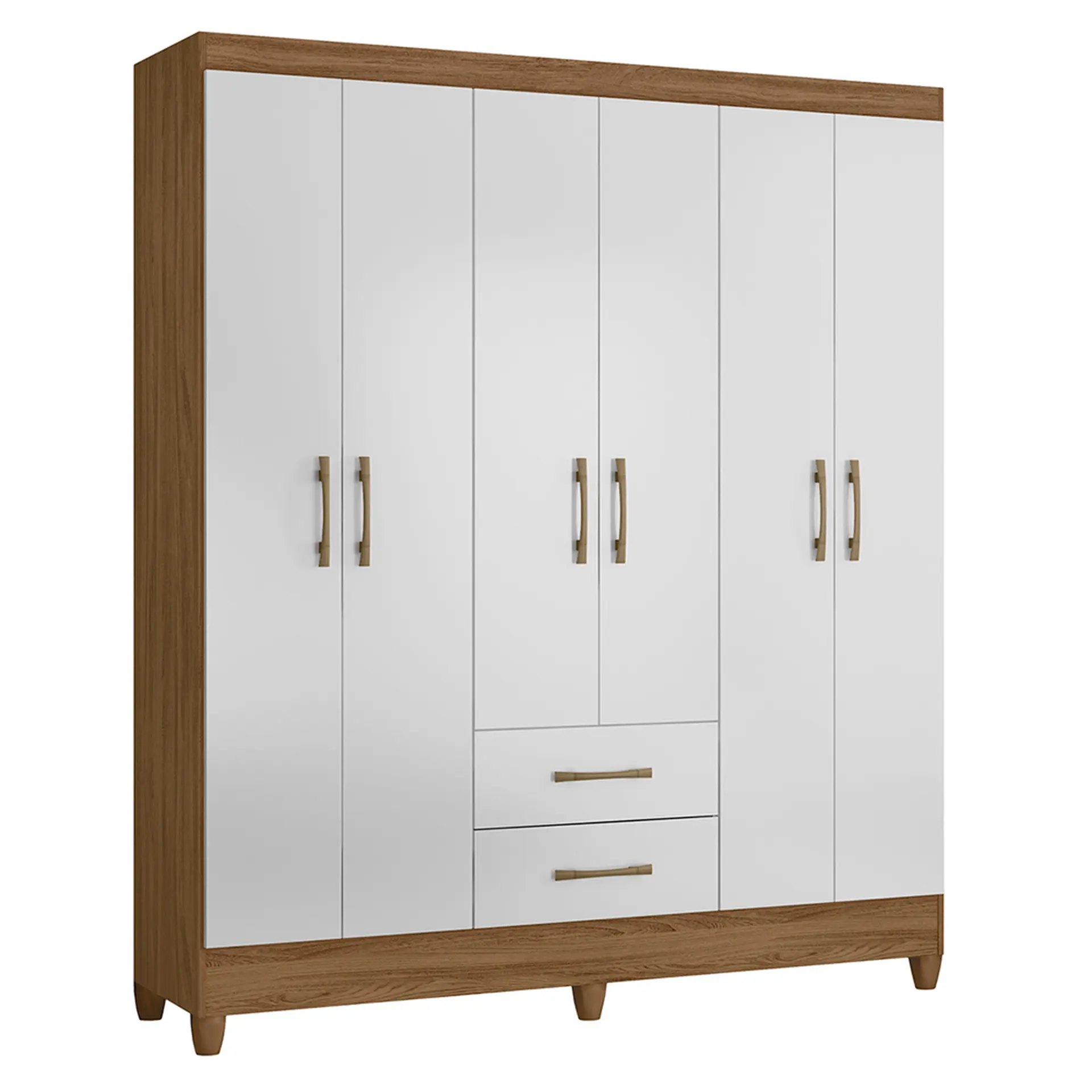 Guarda-Roupa Casal 6 Portas Bater 2 Gavetas Panamá Moval Roupeiro - Naturale/branco