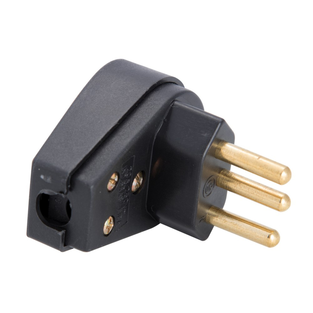 Plug Macho Angular Tramontina 3 Pinos Redondo 10 Amperes Preto - 57403/010 - Unitário