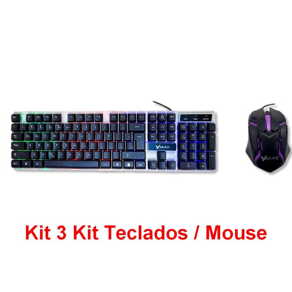 Kit Teclado + Mouse USB Gamer Yakao Preto com Led T350