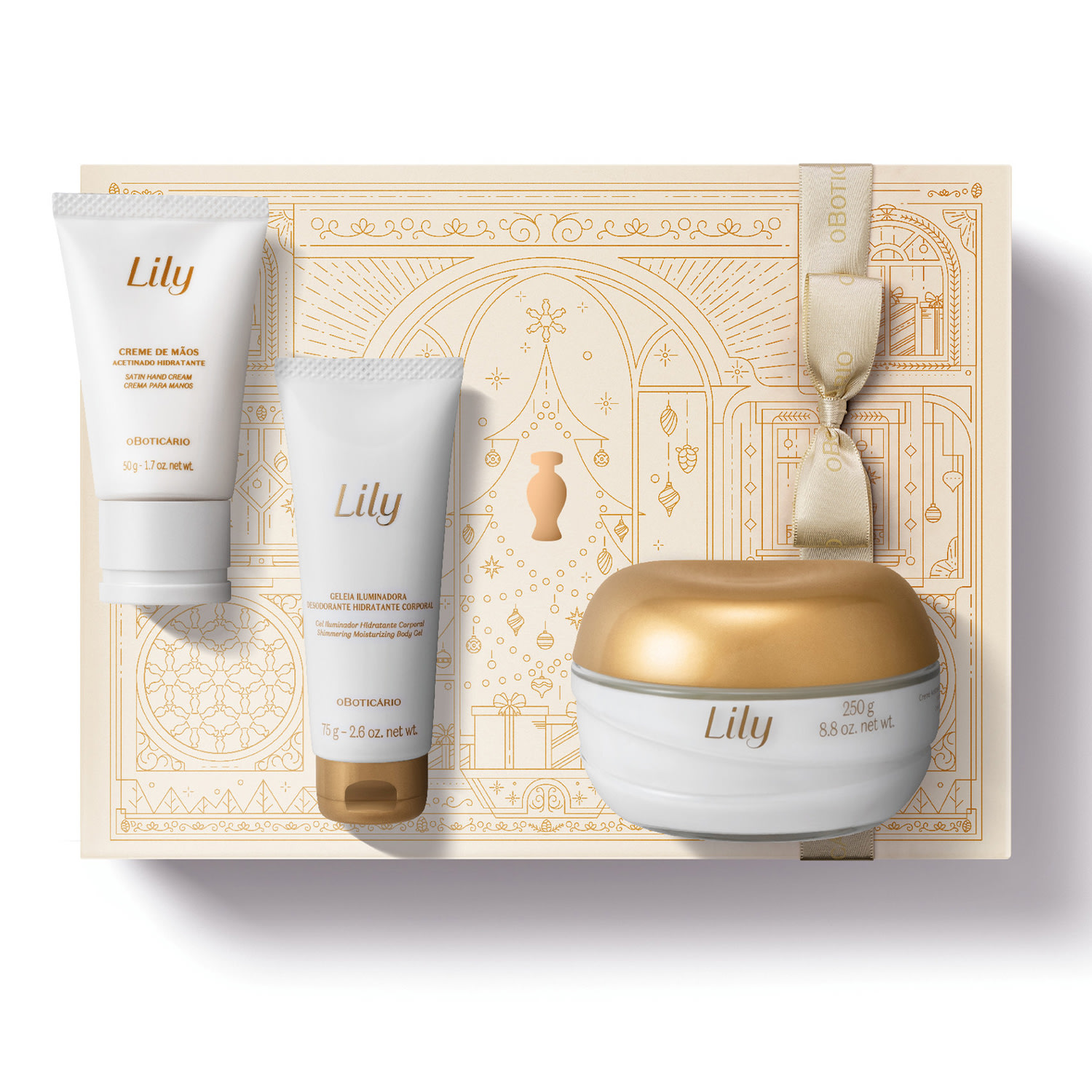 Kit Presente Natal Lily Acetinados (3 itens)