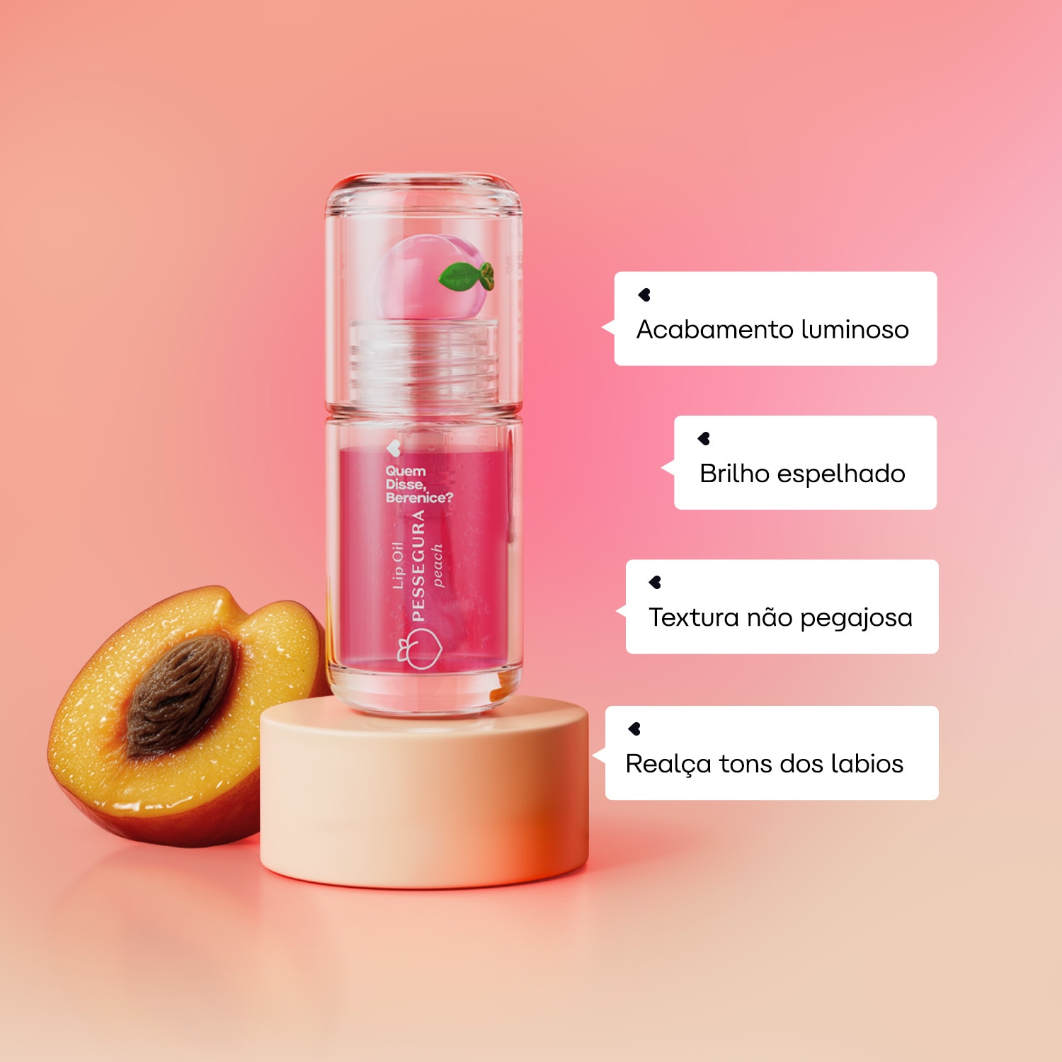 Lip Oil Rosa Fúcsia Cuide-se Bem Pessegura Quem Disse, Berenice? 3,5ml