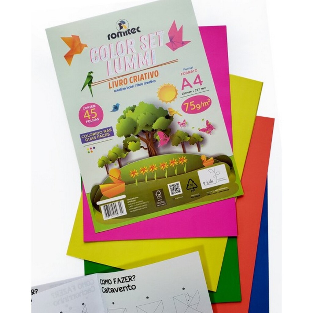 Papel Criativo Color Set Lummi A4 Romitec 20 Folhas com 5 Cores - 5656RL