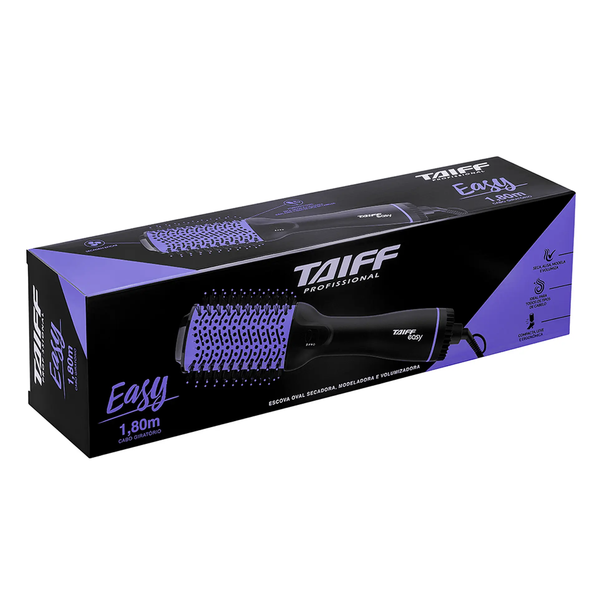 Escova Secadora Taiff Easy 3 Temperaturas com Cabo Giratório 1200W - Lilas - 110 Volts