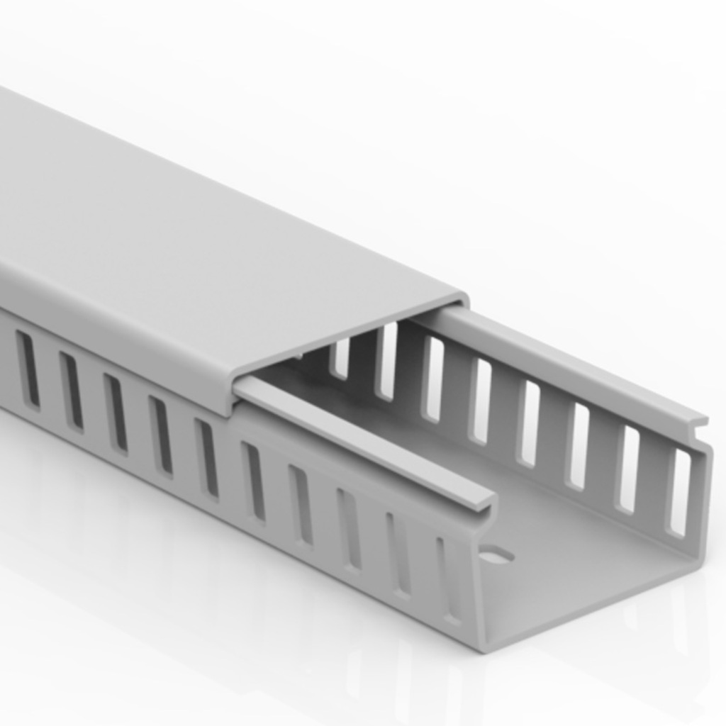Canaleta Semiaberta Enerbras Barra 2 Metros 50x30mm Cinza - Unitário - 5030-E/S
