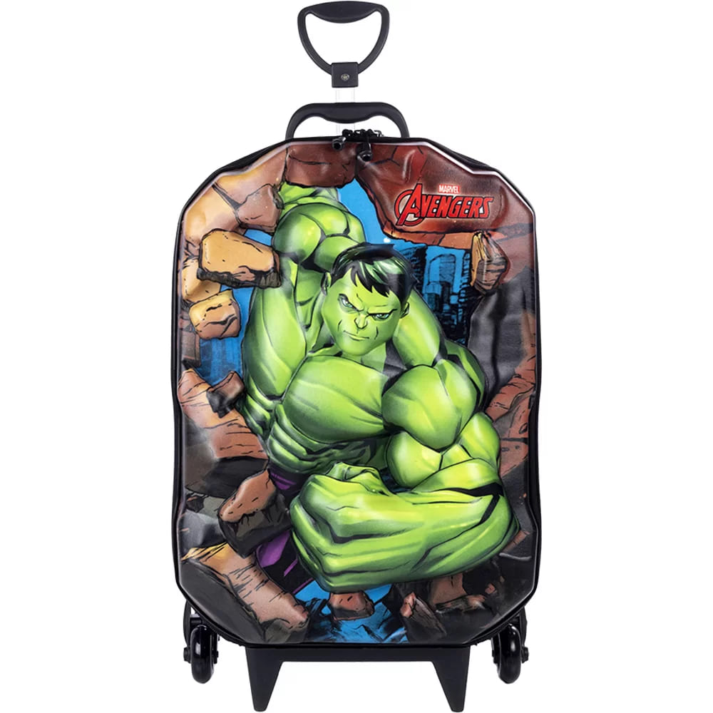 Mochila com Rodas Infantil Diplomata Hulk Rodinha Tripla Grande