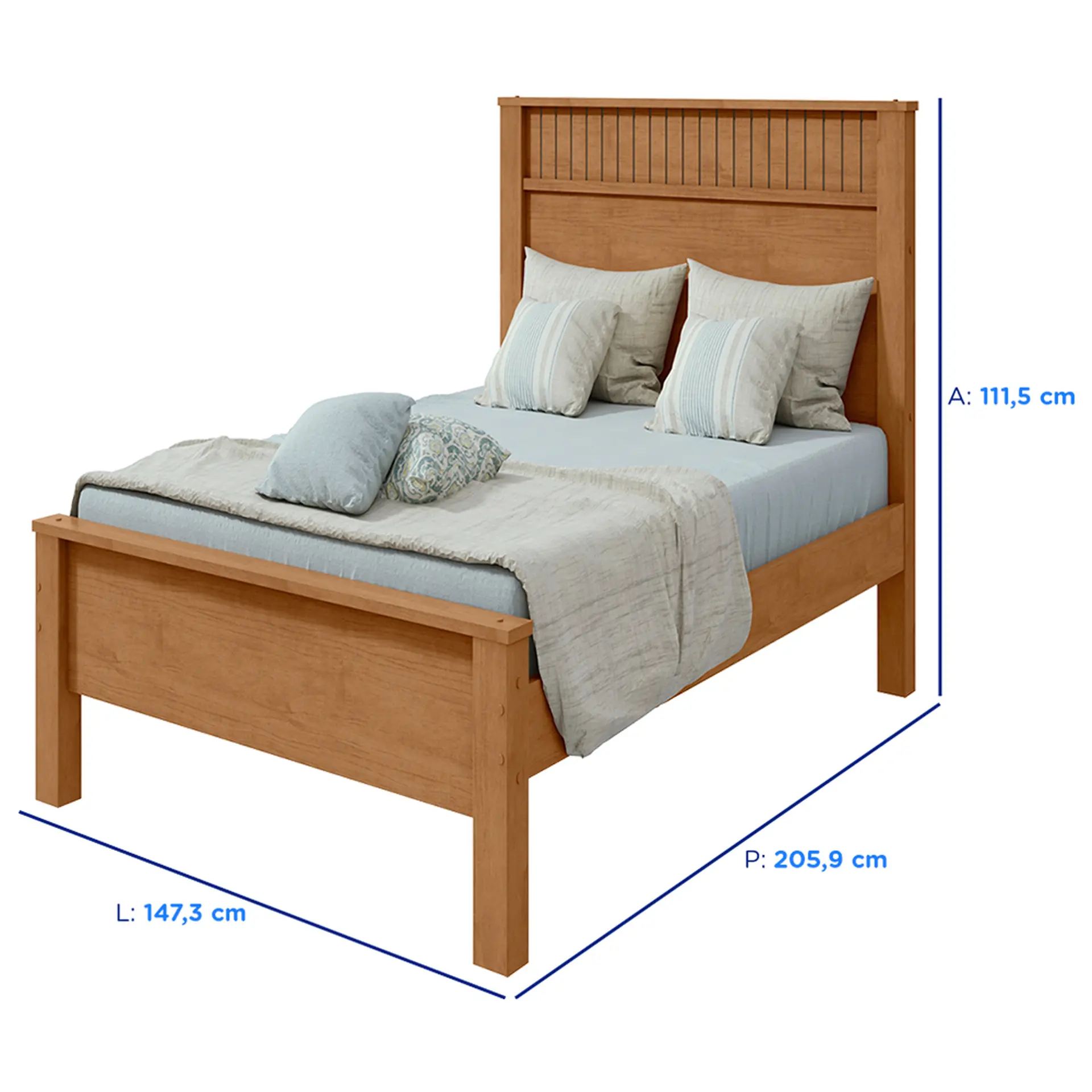 Cama Casal Athenas MDP e MDF Cabeceira Alta Lopas - Amendoa Clean