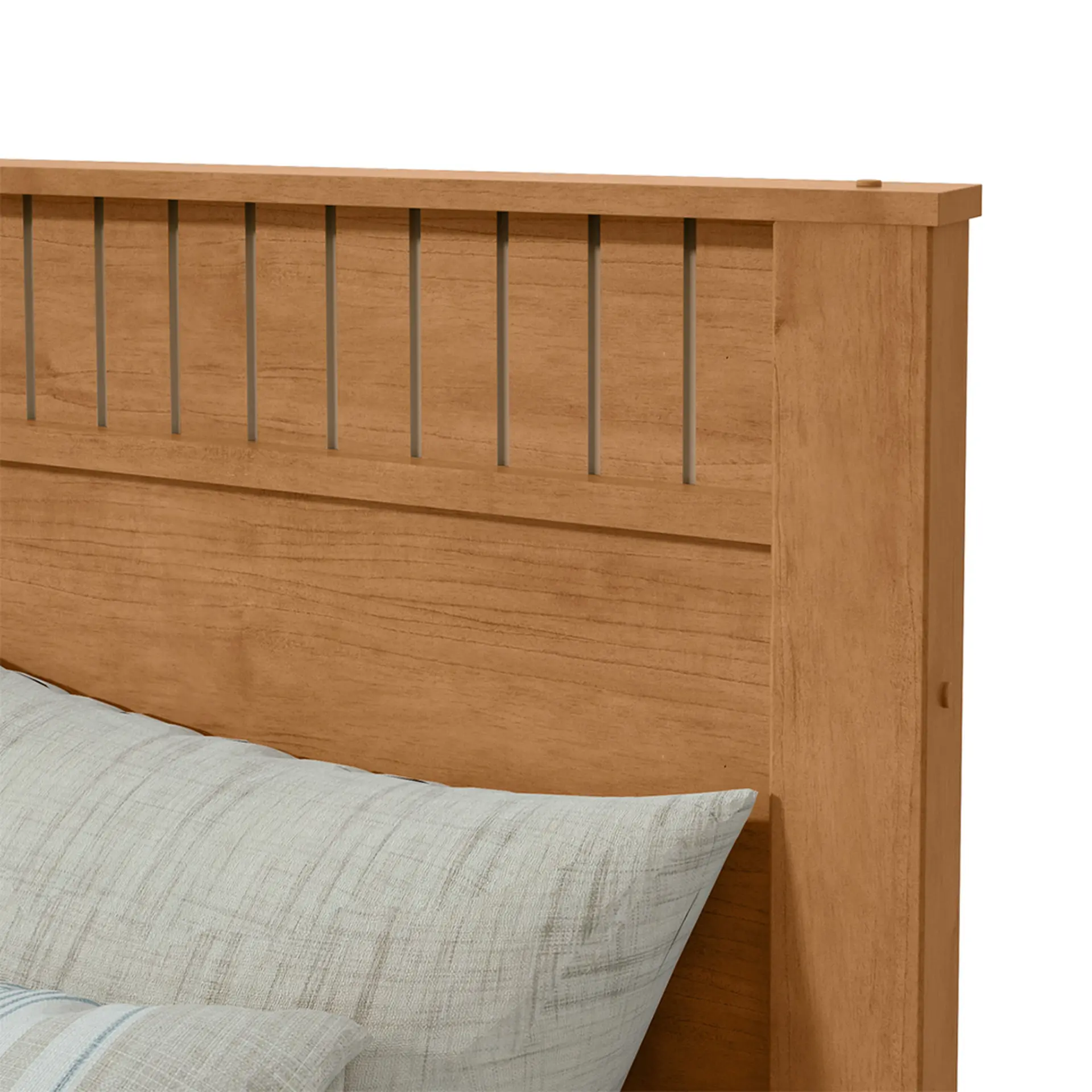 Cama Casal Athenas MDP e MDF Cabeceira Alta Lopas - Amendoa Clean