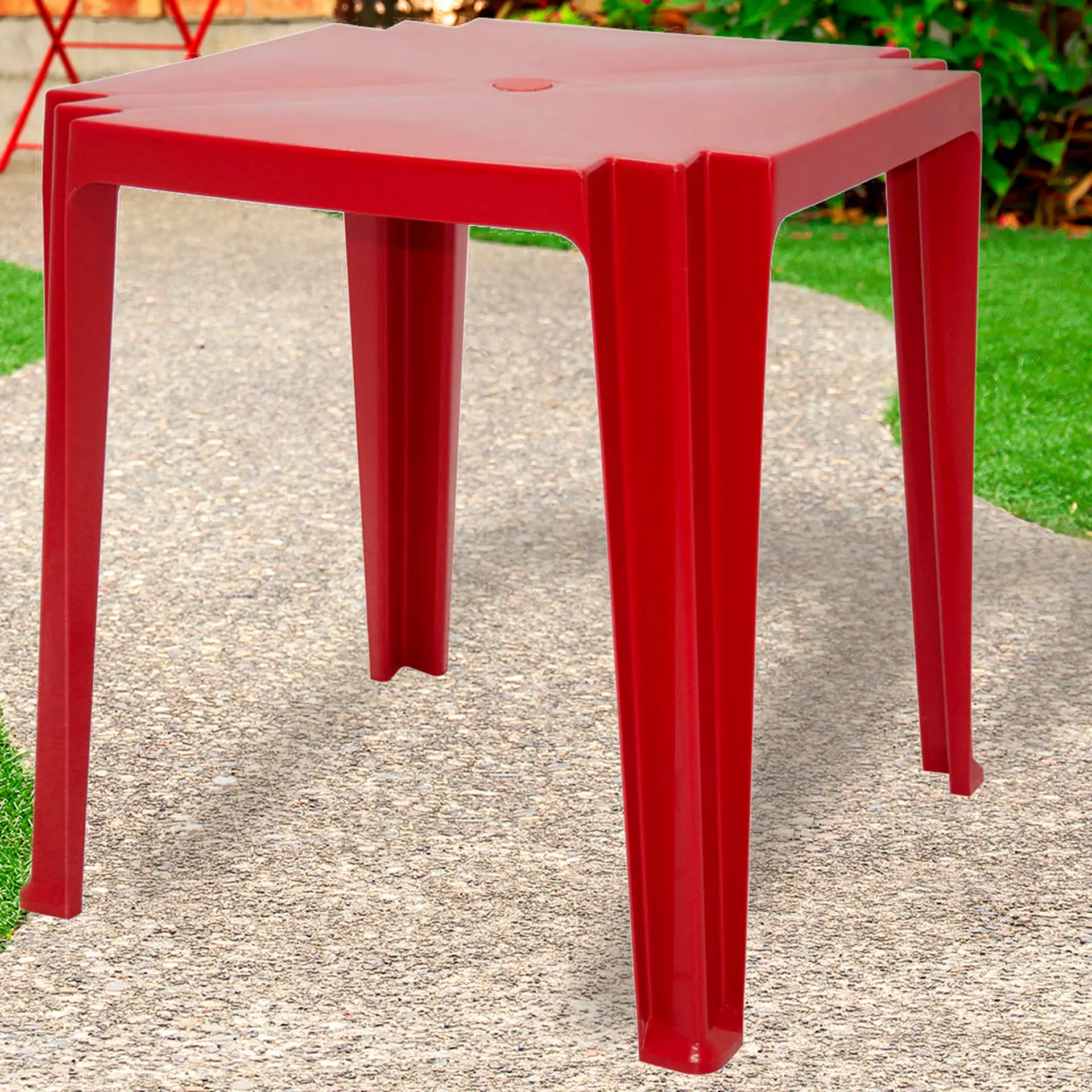 Mesa de Polipropileno Quadrada de 4 Lugares Tambaú Tramontina - Vermelho