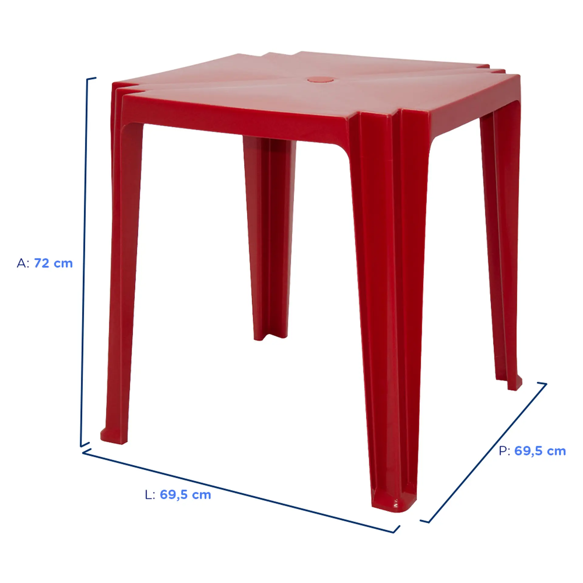 Mesa de Polipropileno Quadrada de 4 Lugares Tambaú Tramontina - Vermelho