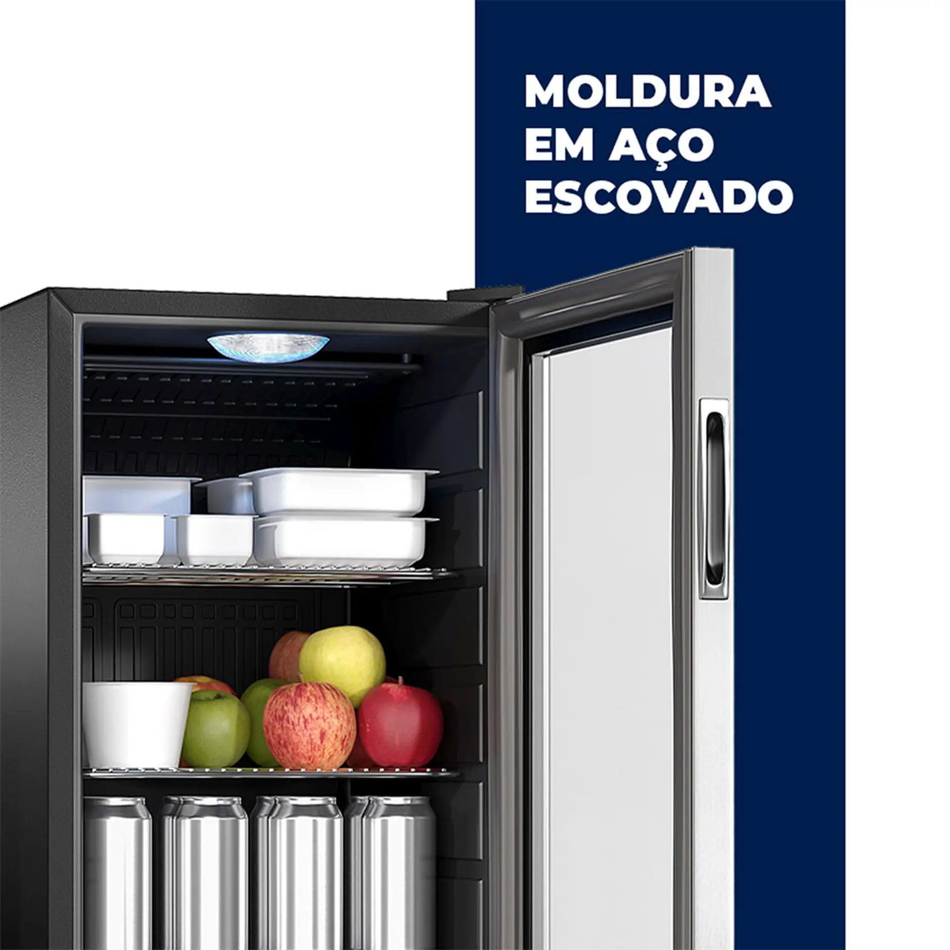 Frigobar Suggar 88L 1 Porta Degelo Manual Prateleiras Removíveis FB881 - Inox - 220 Volts