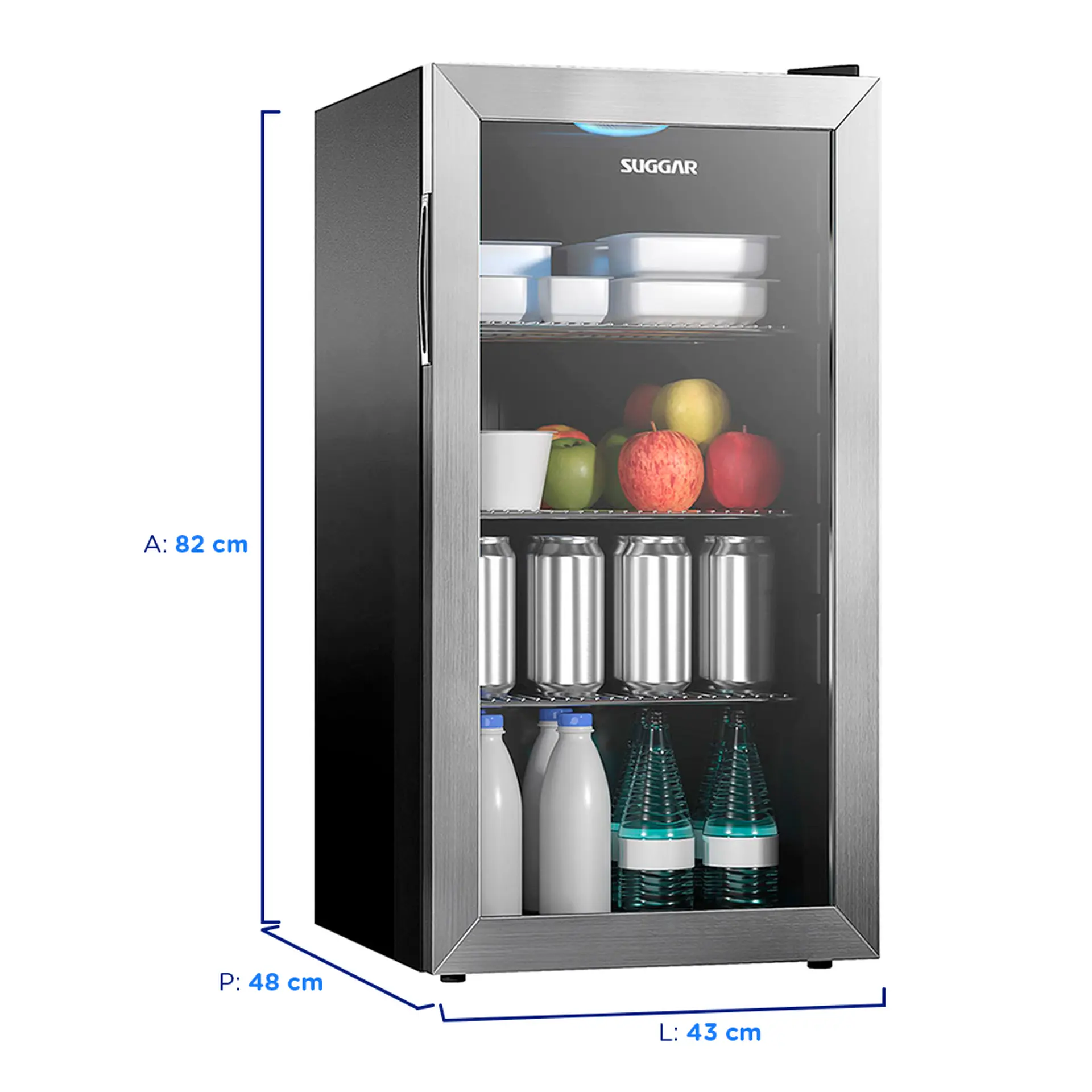 Frigobar Suggar 88L 1 Porta Degelo Manual Prateleiras Removíveis FB881 - Inox - 220 Volts